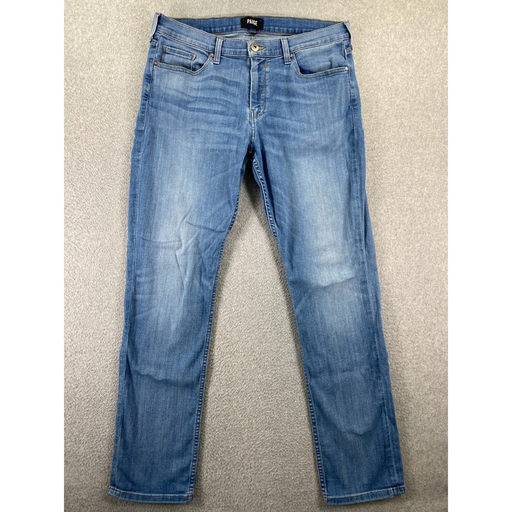 Paige Jeans Mens 34x33 Blue Federal Slim Straight Stretch Flex Denim Pants